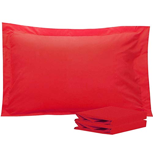 NTBAY Fundas de Almohada Oxford de Microfibra, Paquete de 2 Fundas de Almohada Oxford Antiarrugas y Resistentes a Las Manchas Suaves y Acogedoras, 50x75 cm, Rojo1