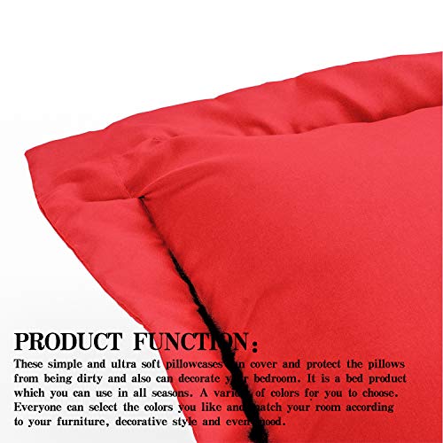 NTBAY Fundas de Almohada Oxford de Microfibra, Paquete de 2 Fundas de Almohada Oxford Antiarrugas y Resistentes a Las Manchas Suaves y Acogedoras, 50x75 cm, Rojo1