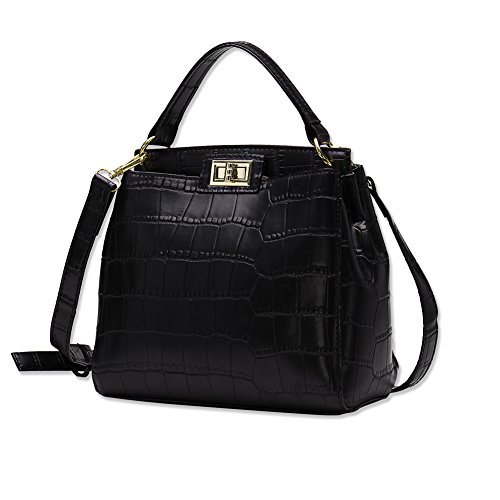 Nube Mujer Grande Bolso Bandolera Bolso a Hombro Fashion estilo negro piel larga maneggiare buen regalo para San Valentín