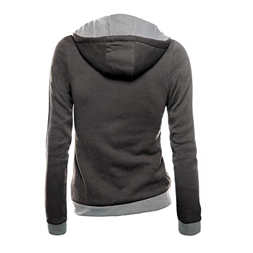 Nueva camiseta caliente para mujer con capucha de terciopelo a juego, cremallera diagonal y suéter grueso Blanco blanco XL