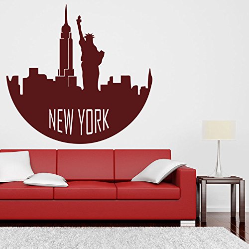 Nueva York silueta vinilo American City Skyline pared calcomanía sala de estar dormitorio hogar pared decoración creativa impermeable A2 48x42 cm