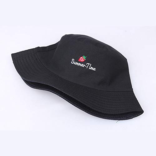 Nuevos Sombreros De Cubo Jóvenes para Mujer, Letras De Algodón, Horario De Verano, Patrón De Fresa, Sombrero De Pescador, Gorras De Cubo Universitarias De Color Sólido, 5Envío Gratis
