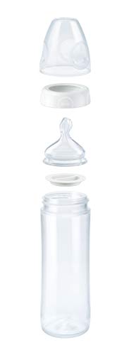 NUK 10216239 New Classic - Biberón (cuerpo de botella estrecho, 250 ml, chupete de silicona, para la mandíbula, 6-18 meses), diseño de avión, color azul