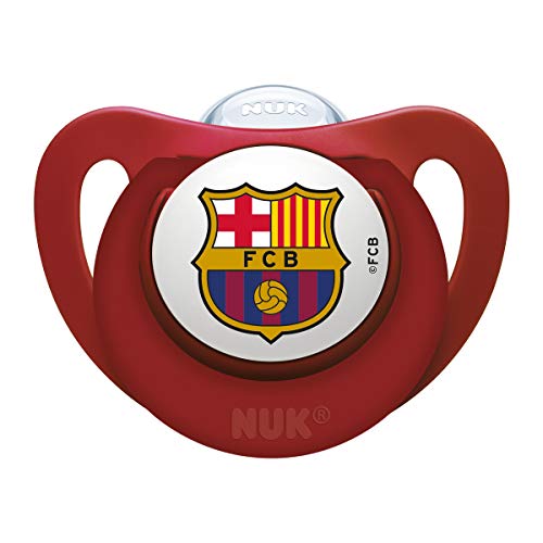 NUK Genius, Chupete del Barça para Bebé Recién Nacido de Silicona con Tetina Anatómica en Forma de Pezón Materno. Producto Oficial. Color Rojo. 0 a 6 Meses.