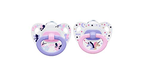 NUK"HAPPY DAYS" - 2x Anatomical Silicone Pacifiers Soothers Dummies/MIX PINK PURP (6-18)