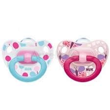NUK"HAPPY DAYS" - 2x Anatomical Silikone Pacifier Soothers Dum PINK BLUE BALLONS (18-36m)