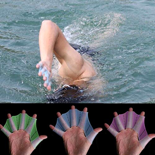nuluxi Guantes de Agua Paletas Mano Guantes de Palmeados Natación de Silicona Guantes Acuáticos Aletas de Natación Suave y Confortable Equipo de Natación para Dedo Paleta para Nadar Buceo (3 Pares)