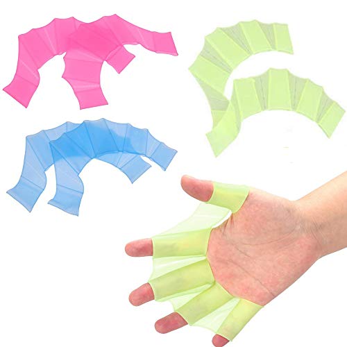 nuluxi Guantes de Agua Paletas Mano Guantes de Palmeados Natación de Silicona Guantes Acuáticos Aletas de Natación Suave y Confortable Equipo de Natación para Dedo Paleta para Nadar Buceo (3 Pares)