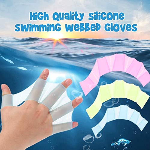 nuluxi Guantes de Agua Paletas Mano Guantes de Palmeados Natación de Silicona Guantes Acuáticos Aletas de Natación Suave y Confortable Equipo de Natación para Dedo Paleta para Nadar Buceo (3 Pares)