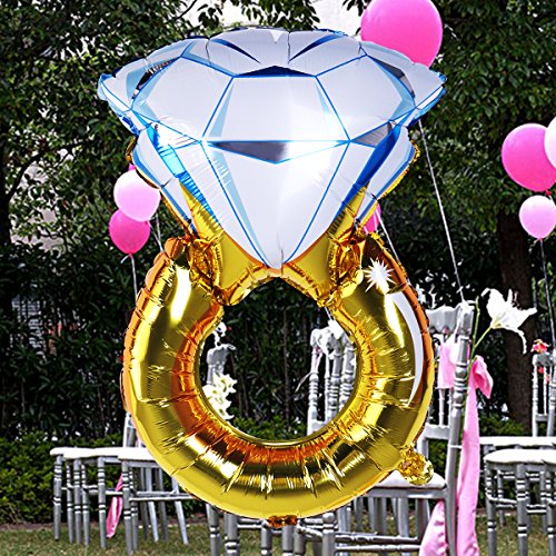 NUOLUX 2pcs hincha Anillo de Diamante Globo romántico más Grande de la Hoja 33 "para la decoración del Partido de Compromiso del Aniversario de Boda