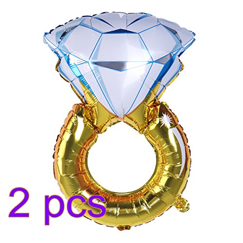 NUOLUX 2pcs hincha Anillo de Diamante Globo romántico más Grande de la Hoja 33 "para la decoración del Partido de Compromiso del Aniversario de Boda