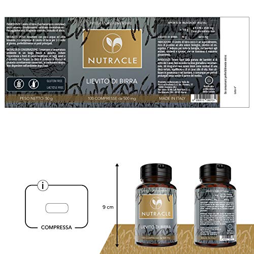 NUTRACLE LEVADURA DE CERVEZA 100 comprimidos de 500 mg | restaurador del cabello y la piel | Rico de oligoelementos y vitaminas del grupo B