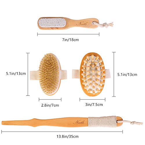 Nvetls Cepillos de Cuerpo Cepillo para Espalda Mango Largo con Cepillo de Masaje Corporal y Piedra Pómez Pie (3Pcs)