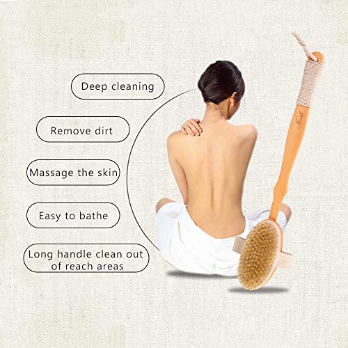 Nvetls Cepillos de Cuerpo Cepillo para Espalda Mango Largo con Cepillo de Masaje Corporal y Piedra Pómez Pie (3Pcs)