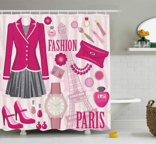 Nyngei de de Moda Temade la Moda en París con atuendos Vestido Monedero Perfume Parisienne Puntode con Beige Rosa