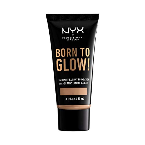 NYX Professional Makeup Base de Maquillaje Born to Glow Radiant Foundation, Acabado Radiante, Cobertura Media Modulable, Fórmula Vegana, Tono: Medium Olive