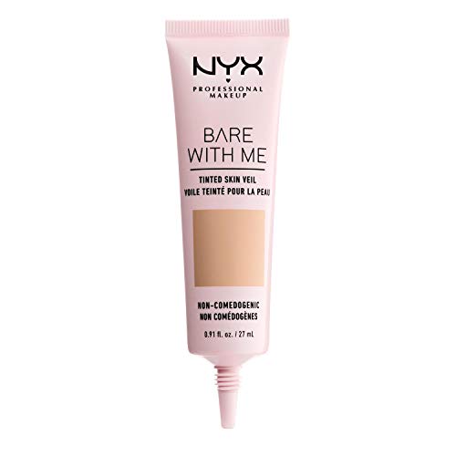NYX Professional Makeup Base de Maquillaje Velo de Color Bare With Me, Extractos Hidratantes de Aloe y Pepino, Inspirada en el Cuidado de la Piel, Cobertura Ligera, Tono Natural Soft Beige