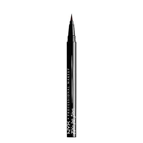 NYX Professional Makeup Delineador de ojos Epic Ink Liner, Punta de pincel, Resistente al agua, Fórmula vegana, Marrón