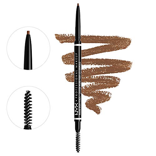 NYX Professional Makeup Lápiz de cejas adecuadas Micro Brow Pencil, Dos lados: cepillo espiral y lápiz de cejas automático, Fórmula vegana, Tono: Auburn