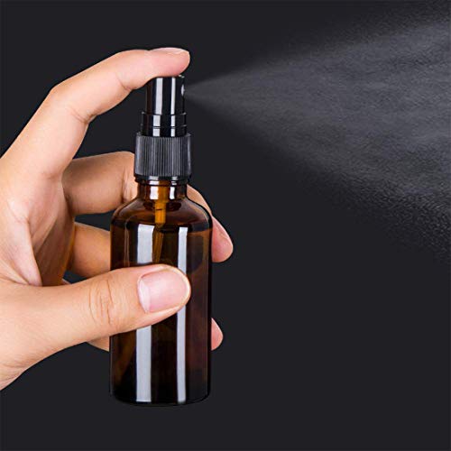 O-Kinee Spray de Vidrio ámbar 8 pcs Botella de Vidrio ámbar Vacía con Pulverizador Negro de Niebla Fina Vacía para Aromaterapia,Primeros Auxilios,Tamaño de Viaje,Líquidos Químicos (30ml)