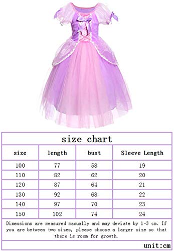 O.AMBW Vestido de Princesa para niña, Disfraz de Rapunzel, Lazo Morado Rosa, Vestido de Noche de Malla esponjosa, Fiesta de Carnaval de Halloween, Mascarada, Disfraz de Cosplay, Accesorios, Corona