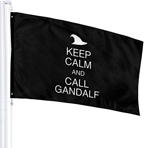 Oaqueen Bandera de jardín Keep Calm and Call Gandalf Bandera de jardín Banner Bandera for Inside/Outside 3 X 5
