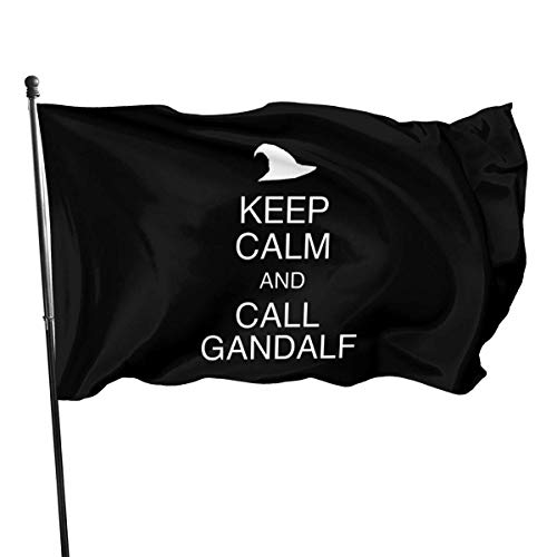 Oaqueen Bandera de jardín Keep Calm and Call Gandalf Bandera de jardín Banner Bandera for Inside/Outside 3 X 5