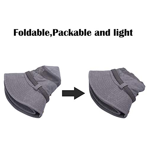 Obling Sombrero Sol algodón protección UV,Sombrero Verano,Sombrero Playa,Sombrero Safari Boonie,Sombrero Pesca Plegable con Malla Transpirable Correa Ajustable para Barbilla- Hombres Mujeres(Gris)