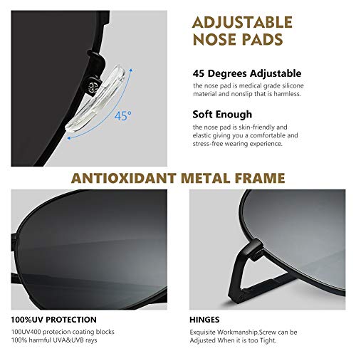 Occffy Gafas de sol Para Hombres y Mujeres con Marco Metal UV400 Protección Oc7802 (OC7802 marco negro con lente negro)