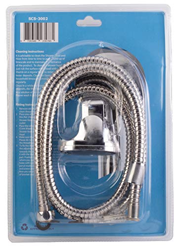Ocean-Flo SCS-3002 - Alcachofa de ducha y manguera de 1,5 m, acero inoxidable, acabado cromado plateado