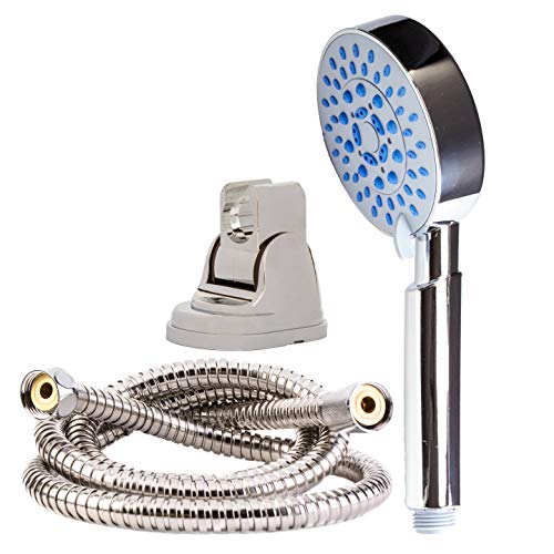 Ocean-Flo SCS-3002 - Alcachofa de ducha y manguera de 1,5 m, acero inoxidable, acabado cromado plateado