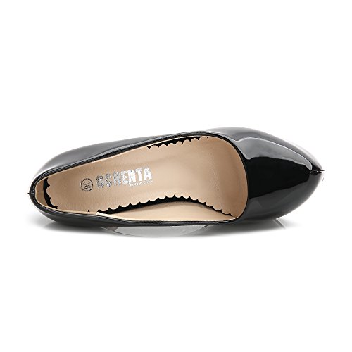 OCHENTA - Zapatos de tacón alto de punta redonda con plataforma oculta para mujer., color Negro, talla 38 EU