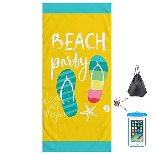 Odot Toalla de Playa Grande Cuadrada Microfibra El Verano Imprimiendo Suave Anti-Arena Absorbente Manta de Playa Esterilla de Yoga para Viajes Deportes Piscina (150x70cm,Zapatillas)