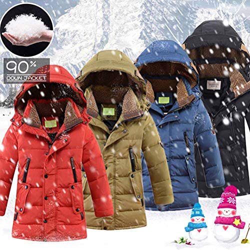 Odziezet Abrigo de Plumas Largo Niño Niña Invierno con Capucha Grueso Forro Polar 4-13 Años