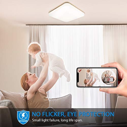 Oeegoo Lámpara de Techo Regulable, LED Plafón 24W 1680LM para Dormitorio Cocina Sala de Estar Comedor Balcón Pasillo RA>80 (Color de Luz Regulable 3000K a 6000K, Brillo Ajustable 10% a 100%)
