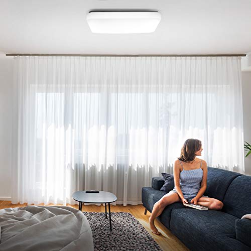 Oeegoo Lámpara de Techo Regulable, LED Plafón 24W 1680LM para Dormitorio Cocina Sala de Estar Comedor Balcón Pasillo RA>80 (Color de Luz Regulable 3000K a 6000K, Brillo Ajustable 10% a 100%)