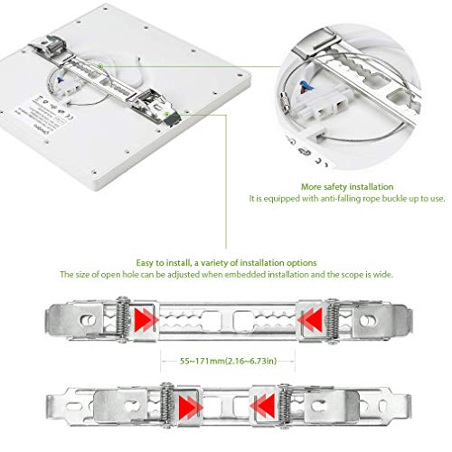 Oeegoo LED Lámpara de techo, 18W 1530LM Plafón de Techo Cuadrado, Ultrafino 1.3cm, para Cocina, Dormitorio, Sala de estar, Comedor Blanco Natural 4000K, 21 * 21cm