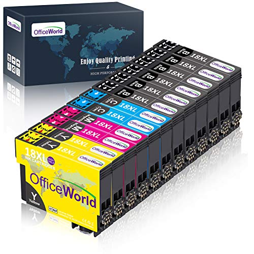 OfficeWorld 18XL Alta Capacidad Cartuchos de Tinta Compatible para 18 XL con Expression Home XP-225 XP-215 XP-205 XP-322 XP-312 XP-405 XP-412 XP-422 XP-425 XP-302 XP-305 XP-315,12 Paquete