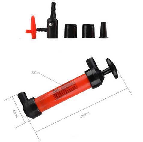 OFNMY Bomba de Sifón - 200cc Bomba de Coche para Extracción de Aceite,Cambio o Transferencia de Combustible, Líquidos o Agua 5L/Min