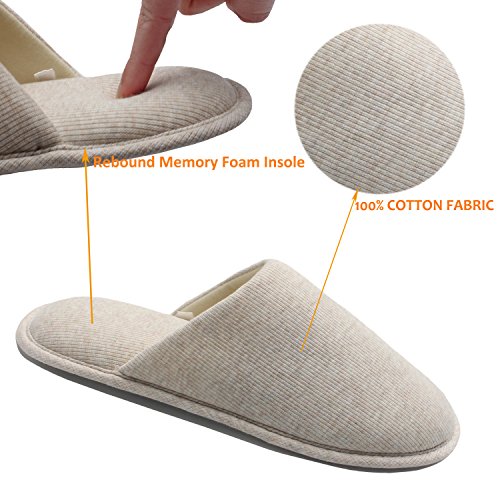 ofoot Zapatillas de casa Antideslizantes de algodón orgánico para Mujer ofoot, Espuma de Memoria acogedora Lavable para Dormitorio de Verano, Suela de Goma