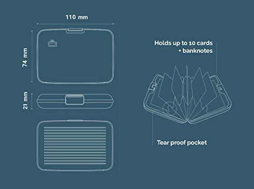 Ögon Smart Wallets - Stockholm Cartera Tarjetero - Protección RFID: Protege Tus Tarjetas de Robar - hasta 10 Tarjetas + Recetas + Notas - Aluminio anodizado (Efecto Carbono (Tejido Amplio))