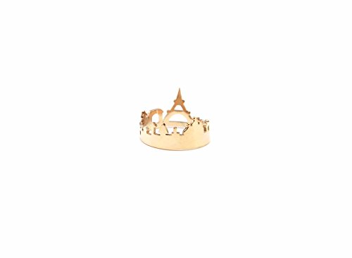 Oh My Shop BG314F - Anillo abierto con diseño de monumentos Paris de acero, oro rosa y Torre Eiffel