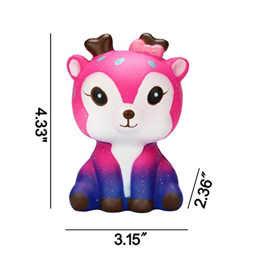 OHQ Juguetes Antiestres Colgante Kawaii Dibujos Animados Ciervo Estrellado CóSmico Squishy Slow Rising Cream Juguete para Aliviar El EstréS Perfumado Gran PromocióN (Rosa)