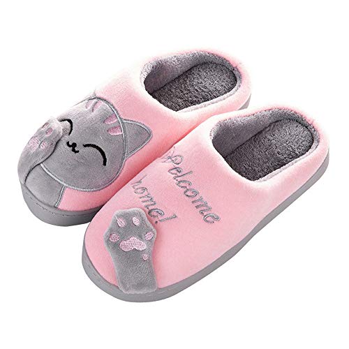OHQ Zapatillas De Estar por Casa Mujer Invierno Dibujos Animados Gato Antideslizante CáLido Interior Dormitorio Zapatos De Piso