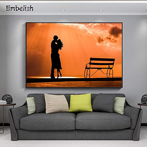 oioiu Fotos HD, Pintura para Sala de Estar, Atardecer, Amantes románticos, Cuadro artístico de Pared, Dormitorio, Pasillo, decoración para Sala de Estar, sin Marco