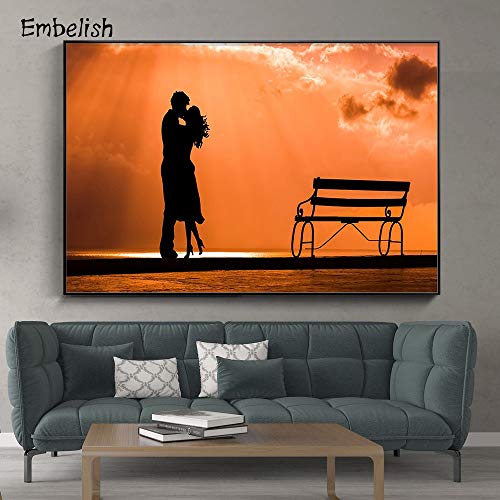 oioiu Fotos HD, Pintura para Sala de Estar, Atardecer, Amantes románticos, Cuadro artístico de Pared, Dormitorio, Pasillo, decoración para Sala de Estar, sin Marco