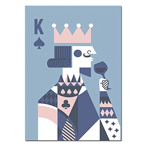 oioiu Juego Art Poker King Queen Poster Pareja Amor Saludos Lienzo Pintura Impresiones Mural Abstracto decoración Dormitorio Sala de ajedrez sin Marco