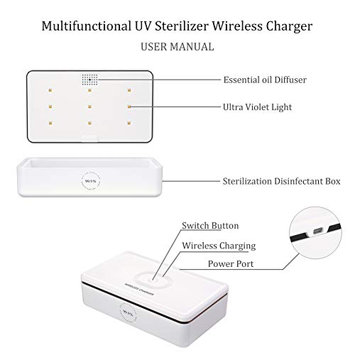 okcsc - Caja de esterilizador de teléfono móvil con función de aromaterapia de carga USB, limpiador UV para teléfono y todos los pequeños accesorios