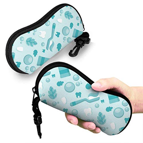 OKIJH Estuche portátil para gafas, caja de almacenamiento, estuche para gafas, bolsa de cosméticos Cute Leaf Tooth Toothbrush Toothpaste Small Bubble Portable Eyeglass Case Abrasion Resistant Glasses