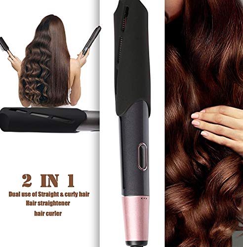 Olaney Plancha de Pelo Profesional, Alisador y Rizador 2 en 1, Curl & Straight, Multifunción Temperatura Ajustable 100°C-230°C Pantalla LCD, para Todo Tipo de Cabellos, Cerámica, Viaje